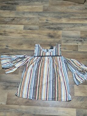 Robert Louis Striped Cold-Shoulder Blouse in Multicolor
